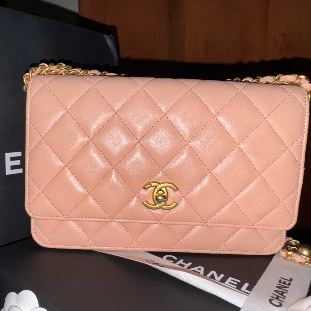 Chanel Light Orange Quilted Lambskin Women's Bag - Picture 5 of 6